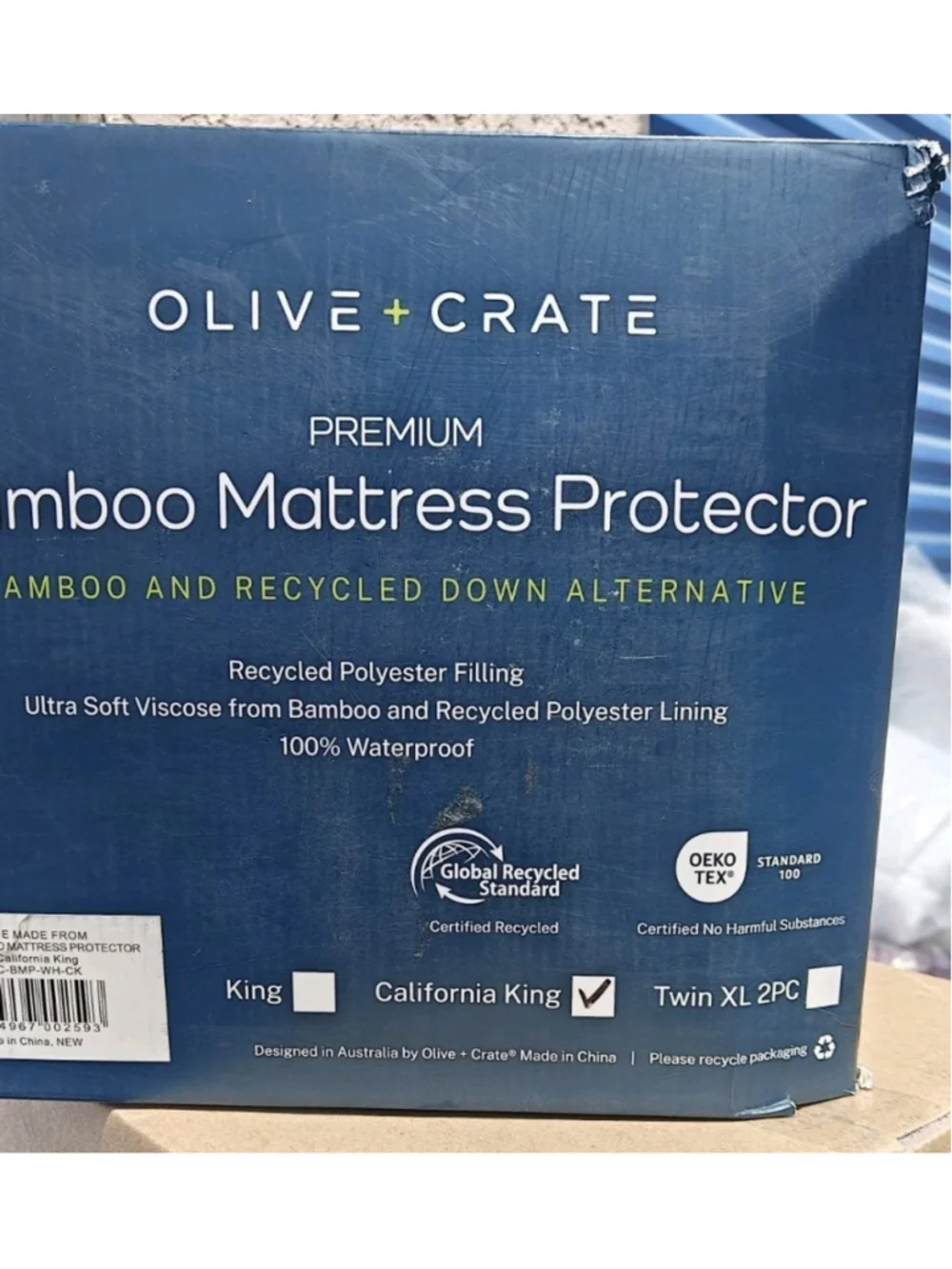 Olive Crate (2) Waterproof & Cooling Bamboo Mattress Cover CALI KING